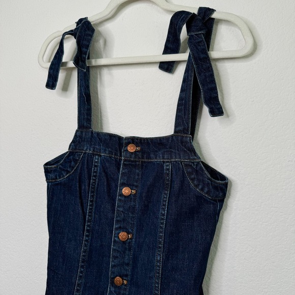 Madewell Dark Denim Tie Strap Mini Dress - Picture 10 of 12